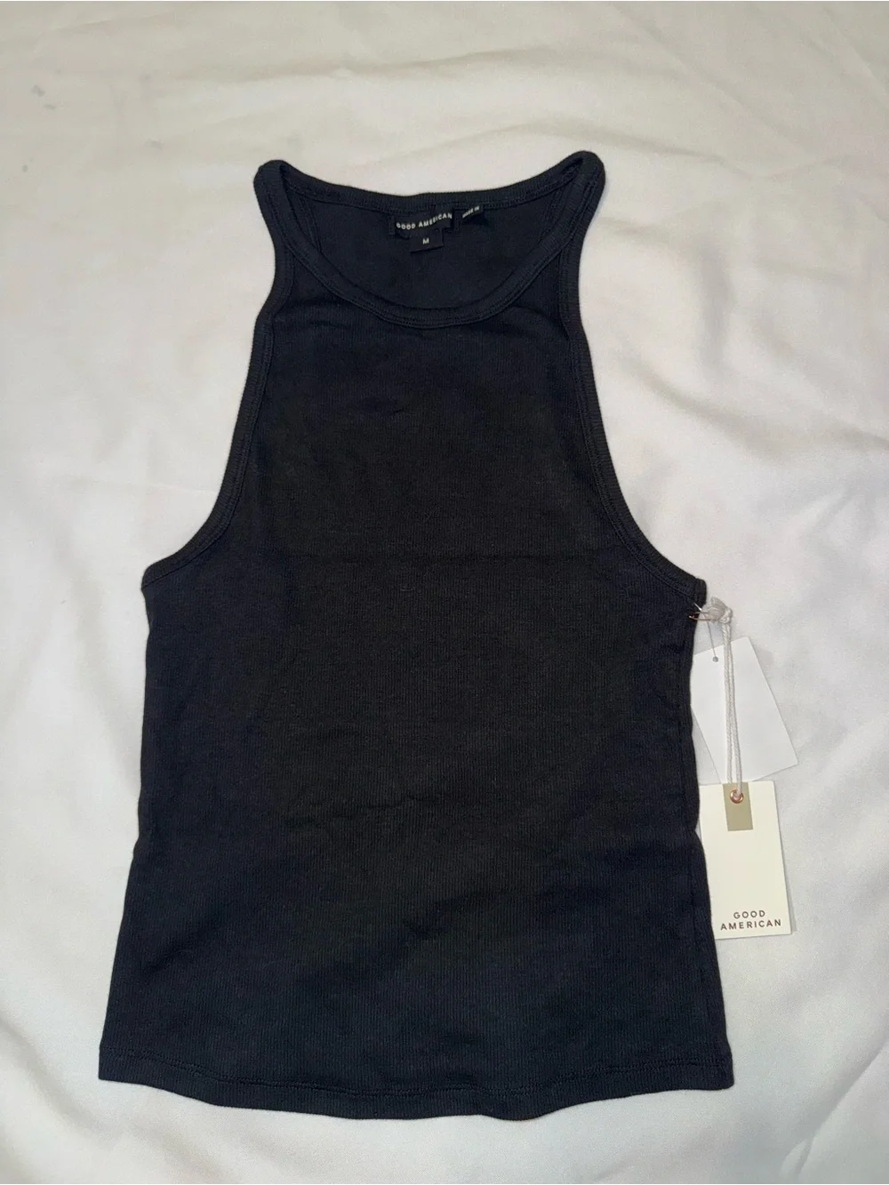Good American Black Ribbed Racerback Tank - Picture 2 of 4